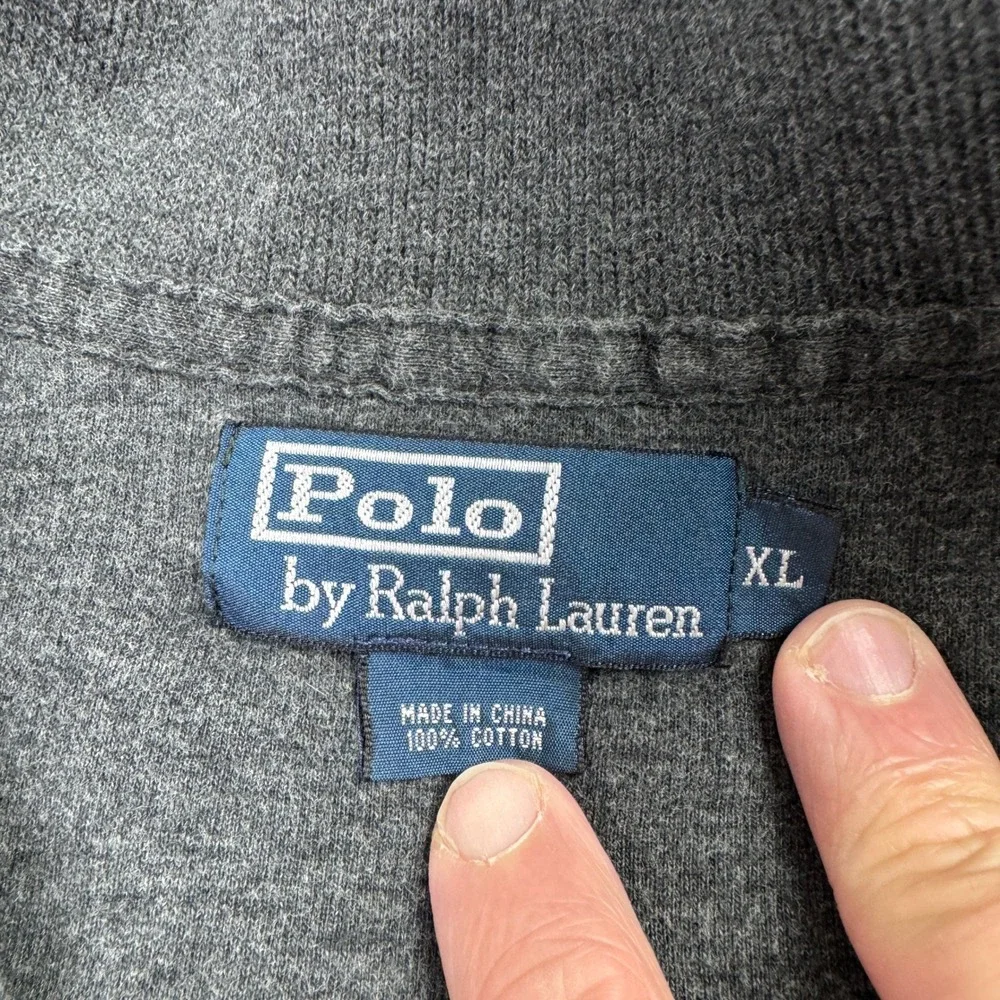 Polo Ralph Lauren Sweater Mens Extra Large Gray‎ 1/4 Zip 100% Cotton Pony Preppy